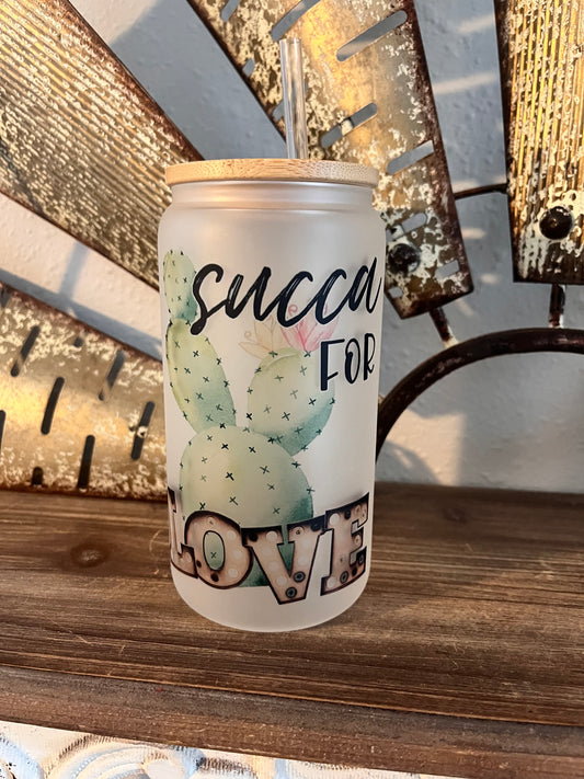Succa for Love Glass Can Tumbler